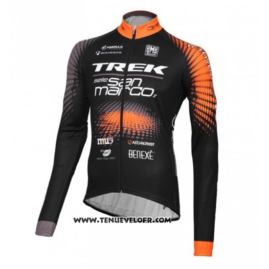 2016 Maillot Ciclismo Trek Selle San Marco Noir et Orange Manches Longues et Cuissard